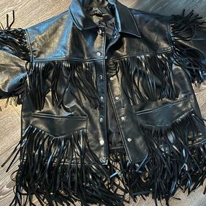 Fringe leather jacket